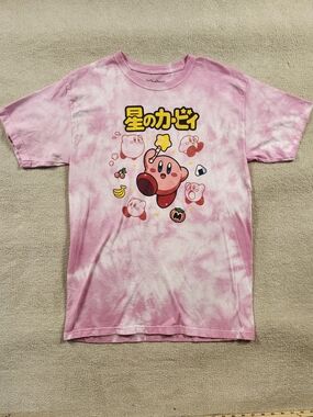 Kirby Pink Character Graphic Tee - Unisex Size M Pink Tie Dye